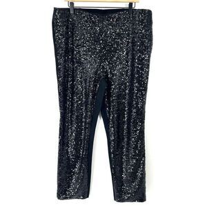 Chicos Pants Size 3 Womens 16 Black Sequin Front Juliet So Slimming Ponte Ankle